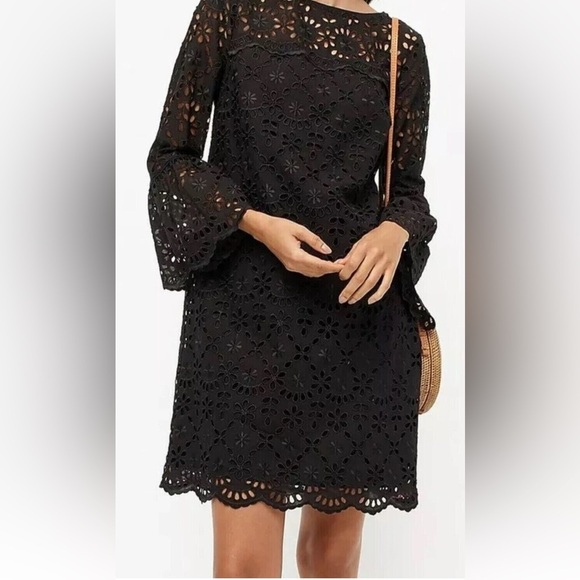 J. Crew black eyelet lace flutter sleeve dress sz 12 - Picture 11 of 11